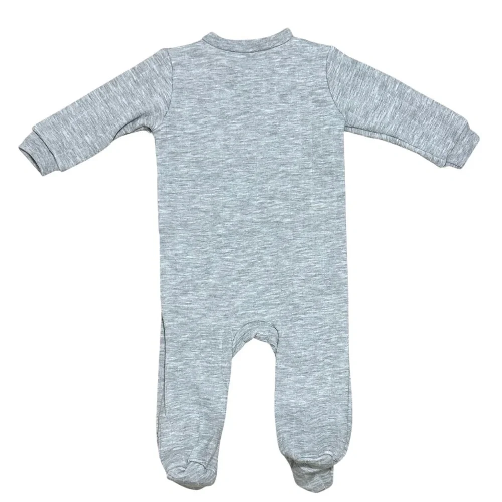 Kyle & Deena NWT. Gray Footed Baby One-Piece with Red 'Cutie' Heart Patch (0-3M)